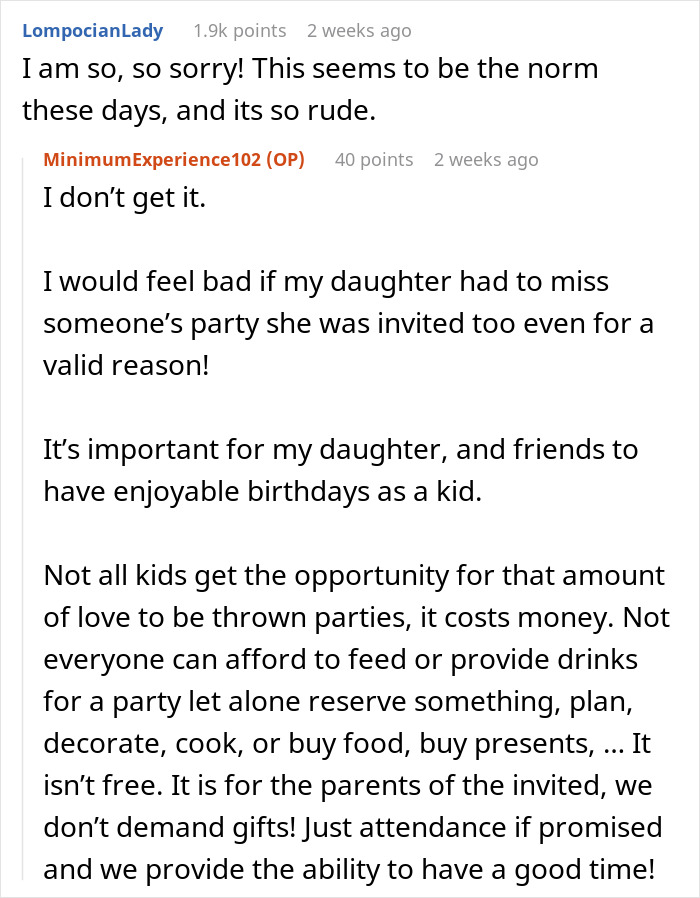 Comments on a father blasting parents who promised to come to his daughter’s birthday but didn’t show up. Comments on a father blasting parents who promised to come to his daughter’s birthday but didn’t show up.
