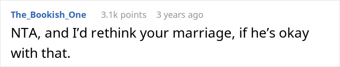 Screenshot of a Reddit comment about marriage concerns after husband sides with sister against no-peanut allergy rule. Screenshot of a Reddit comment about marriage concerns after husband sides with sister against no-peanut allergy rule.