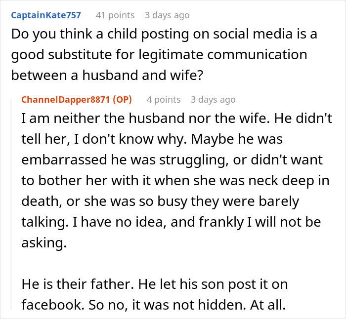 Online conversation showing woman helping struggling coworker misunderstood as a mistress during family crisis. Online conversation showing woman helping struggling coworker misunderstood as a mistress during family crisis.