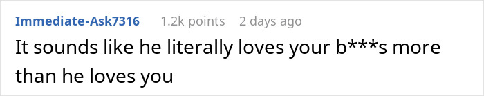 Screenshot of a text comment discussing a husband giving an ultimatum over plastic surgery and a husband reduction.