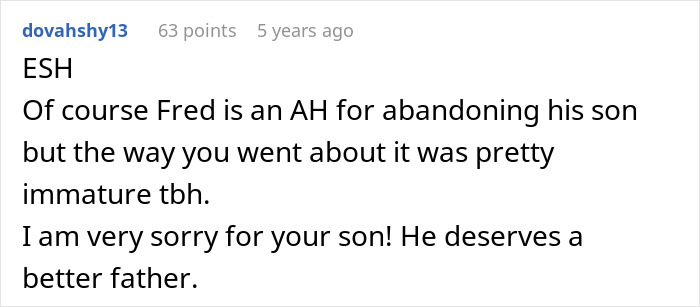 Screenshot of an online comment discussing a husband’s abandoned son and criticism of the situation. Screenshot of an online comment discussing a husband’s abandoned son and criticism of the situation.