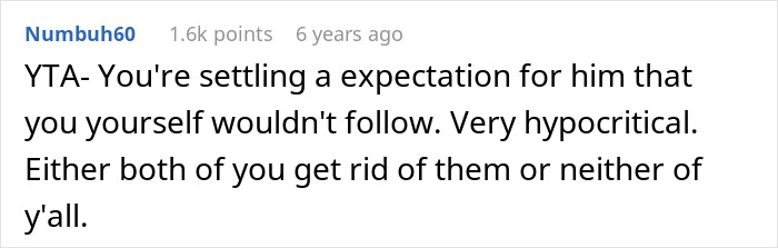 Comment expressing hypocrisy over wife wanting man to discard ex-girlfriend&rsquo;s memory box but keep her late ex-boyfriend&rsquo;s items.