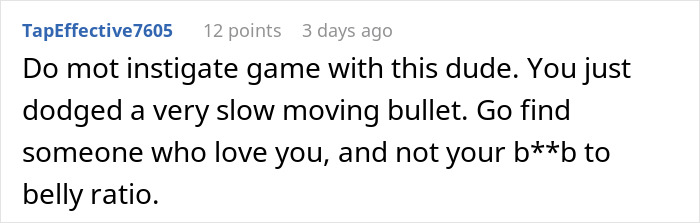 User comment about avoiding conflict, referencing breakup over minor issue like cheese. Keywords: Man breaks up with girlfriend after argument about cheese.