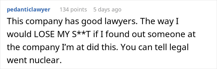 User comment in online forum warning about losing control if a new manager labels an overweight woman unfit to see clients.