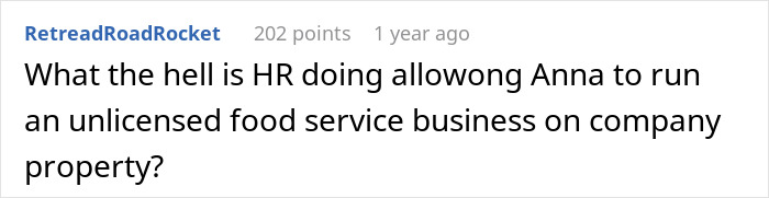 Comment from coworker questioning HR’s role after man has no space to keep his lunch in the fridge at work. Comment from coworker questioning HR’s role after man has no space to keep his lunch in the fridge at work.