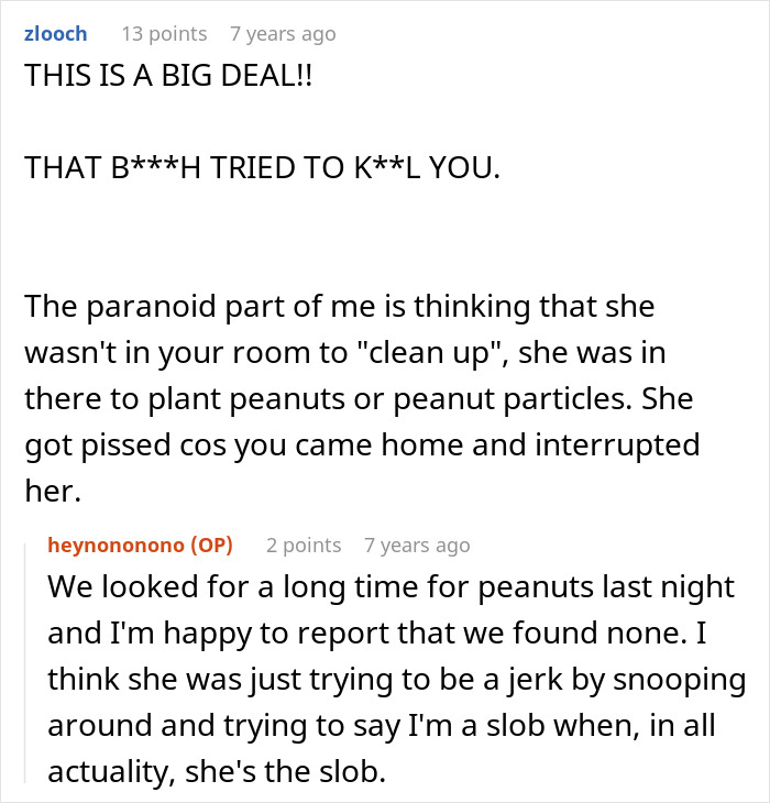 Comments discussing a woman&rsquo;s anaphylactic shock caused by a MIL&rsquo;s peanut sabotage with no remorse shown.