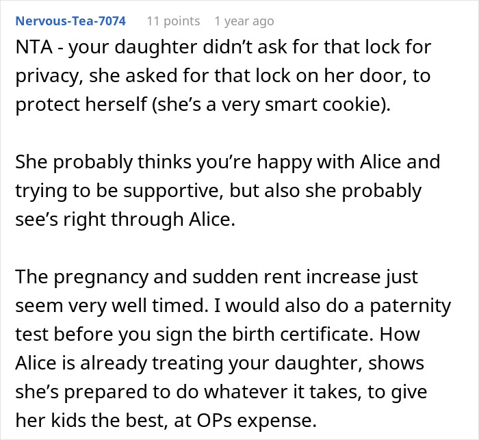 Man defending his daughter&rsquo;s room, choosing her over fianc&eacute;e, prioritizing family and protection in a tense situation.