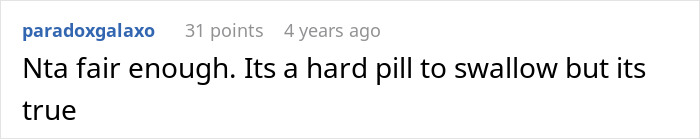 Screenshot of online comment expressing that the situation with take care siblings refusing support mother is a hard truth.