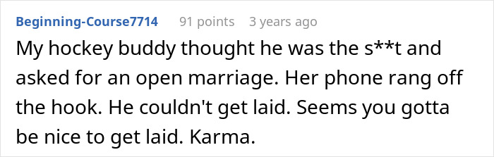 Screenshot of a forum post discussing drama involving a dad wanting an open marriage and his reaction to mom&rsquo;s actions.