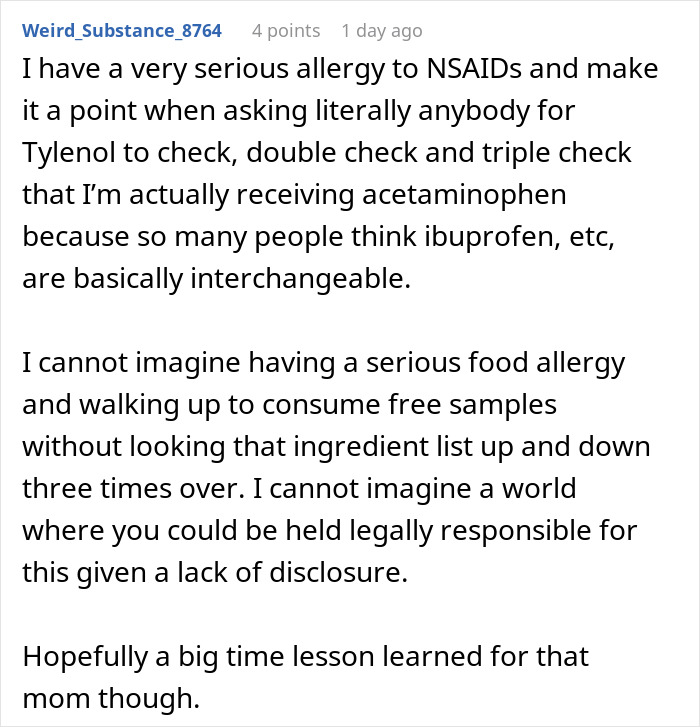Kid with nut allergy grabs sample, worker blamed for giving it, highlighting food allergy risks and responsibility issues. Kid with nut allergy grabs sample, worker blamed for giving it, highlighting food allergy risks and responsibility issues.