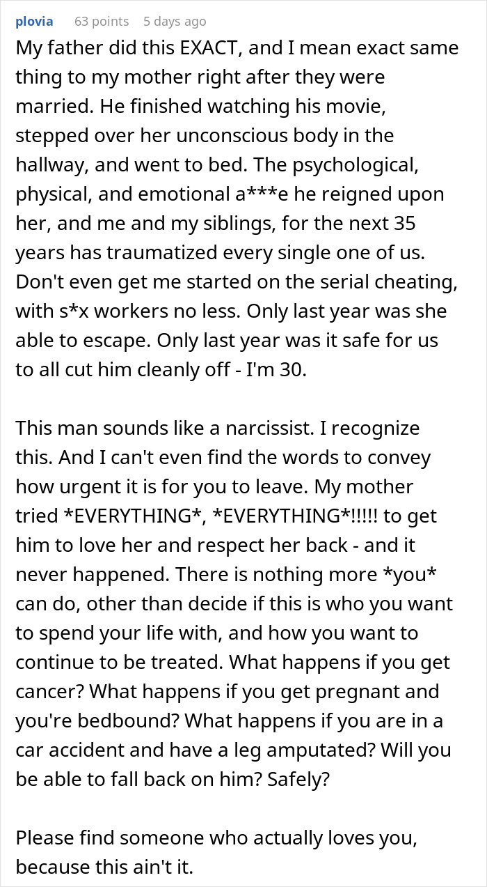 Man steps over passed out wife and goes to bed, showing emotional neglect and detachment in a troubled relationship.