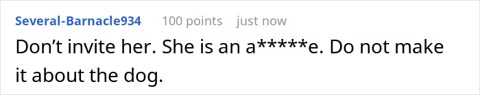 Screenshot of a Reddit comment discussing refusing a sister-in-law’s service dog at a wedding situation. Screenshot of a Reddit comment discussing refusing a sister-in-law’s service dog at a wedding situation.