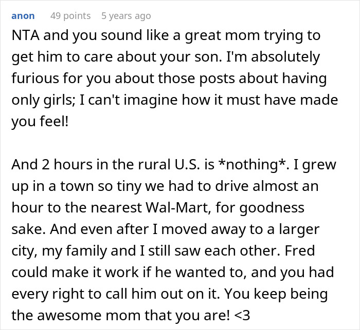 Online comment defending mom’s efforts to care for husband’s abandoned son amid “no boys necessary” posts controversy. Online comment defending mom’s efforts to care for husband’s abandoned son amid “no boys necessary” posts controversy.