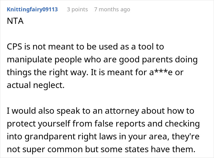 Screenshot of online discussion about CPS concerns, false reports, and grandparent rights related to dogs in the house.