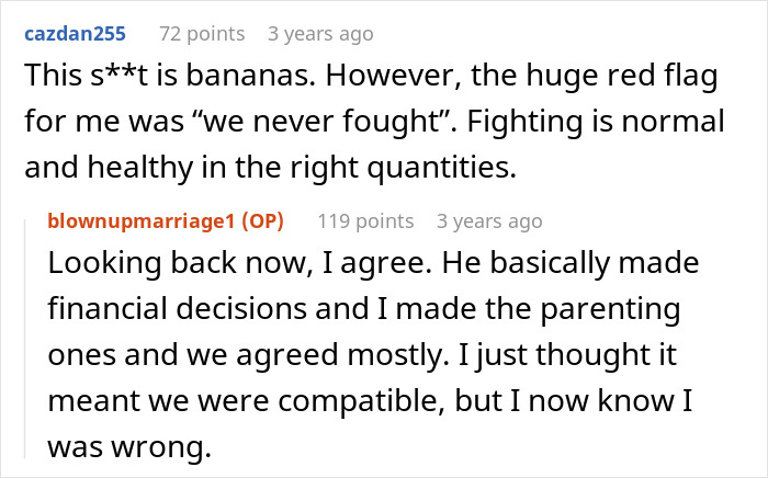 Reddit conversation discussing a woman catching her mom sleeping with her husband and exposing their 22-year affair.