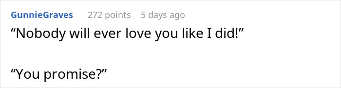 Screenshot of a Reddit comment showing a conversation about love and promises, related to girlfriend wants quit job won lottery.