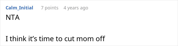 Screenshot of a forum comment discussing siblings refusing to take care or support their mother.