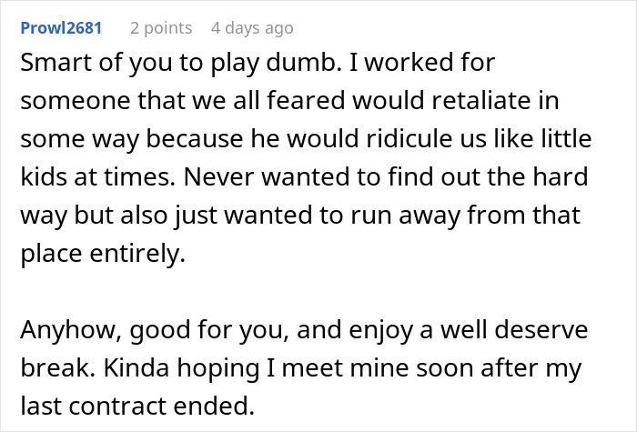 User comment expressing relief after leaving a toxic workplace where employee gets laid off then poaches company&rsquo;s biggest client.