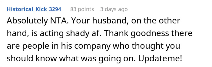 Screenshot of a Reddit comment discussing a man worried about his wife&rsquo;s petty drama risking his job and marriage.