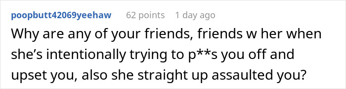 Screenshot of a social media comment questioning friends&rsquo; loyalty and referencing emotional and physical conflict.