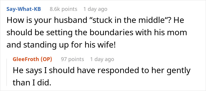 Online conversation about setting boundaries with unhinged MIL who shows up uninvited and starts making demands.