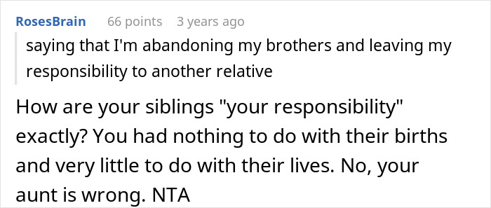 Reddit comment discussing feelings of unwanted siblings and the topic of sister unwanted siblings adoption conflict.