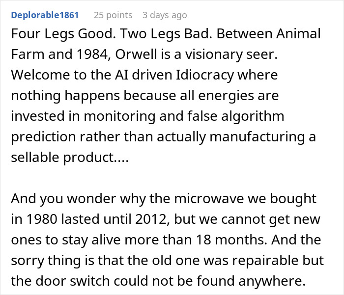 Comment discussing corporate spying on staff, employee sidelining, and monitoring impacting productivity in a work environment.
