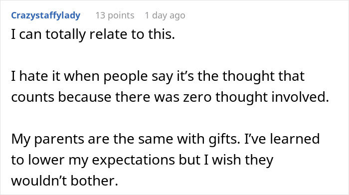 Alt text: Teen disappointed and deeply hurt by parents' 18th birthday gift, expressing lowered expectations and frustration.