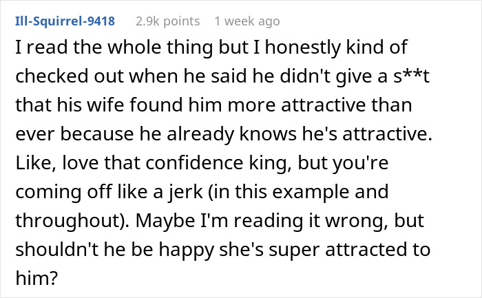 Reddit user discussing a husband asking wife to change intimacy boundaries, sparking divorce predictions online.