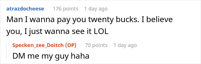 Screenshot of a Reddit conversation about a guy discovering his ex-wife and new husband changed their name to his full name.