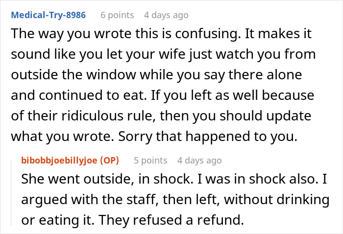 Couple slam caf&eacute;&rsquo;s rigid rules after wife with allergies forced outside during coffee date, causing shock and refusal of refund.