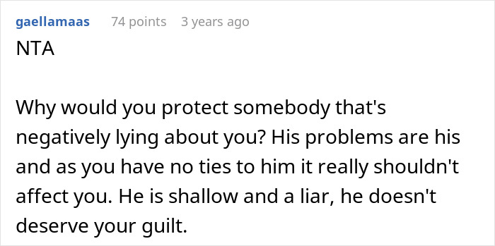 Screenshot of a forum comment calling out a shallow man lying about his wife&rsquo;s cheating to save face after her weight change.