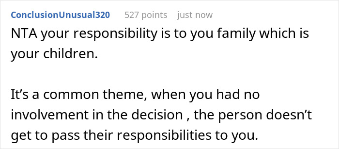 Screenshot of a Reddit comment discussing responsibility and expectations for adult kids to help a 46-year-old pregnant mother.