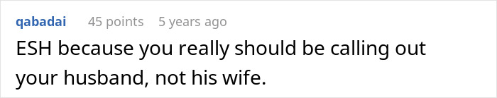 Screenshot of an online comment calling out a mom for her husband’s abandoned son in a family dispute discussion. Screenshot of an online comment calling out a mom for her husband’s abandoned son in a family dispute discussion.