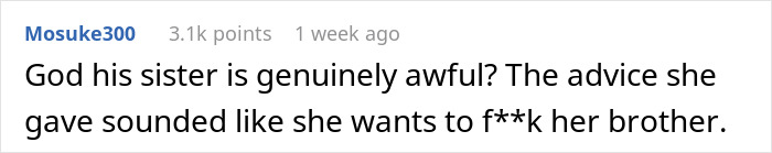 Screenshot of a social media comment about a husband asking his wife to change intimacy boundaries and divorce predictions.