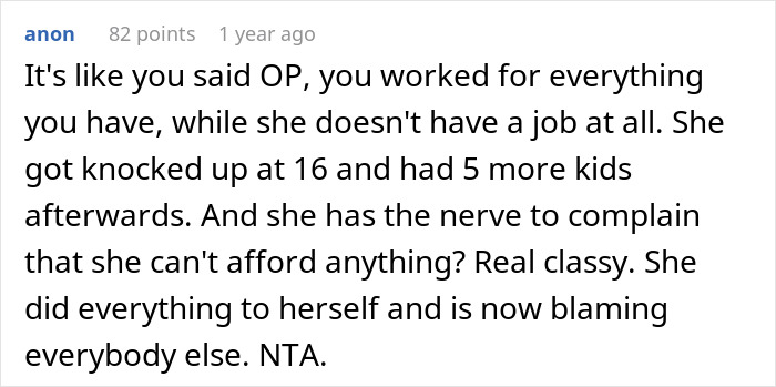 Comment discussing a woman rejecting sister’s money requests while sibling posts Ibiza pics amid family financial struggles. Comment discussing a woman rejecting sister’s money requests while sibling posts Ibiza pics amid family financial struggles.