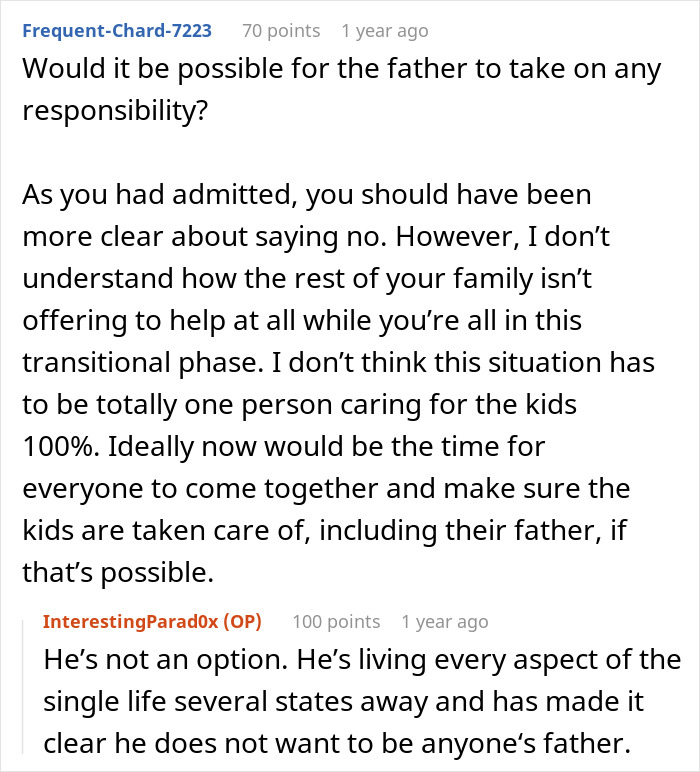 Reddit conversation about a woman’s life turning upside down after her late sister’s dying wish about kids. Reddit conversation about a woman’s life turning upside down after her late sister’s dying wish about kids.