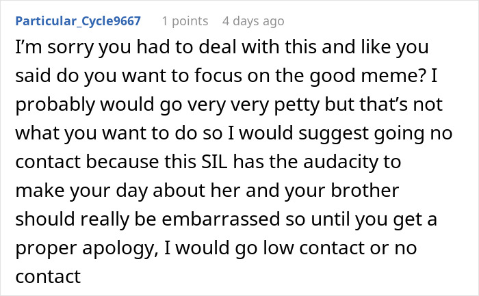 Text post discussing dealing with a sister-in-law who pretends to be the bride despite being married to the bride&rsquo;s brother.