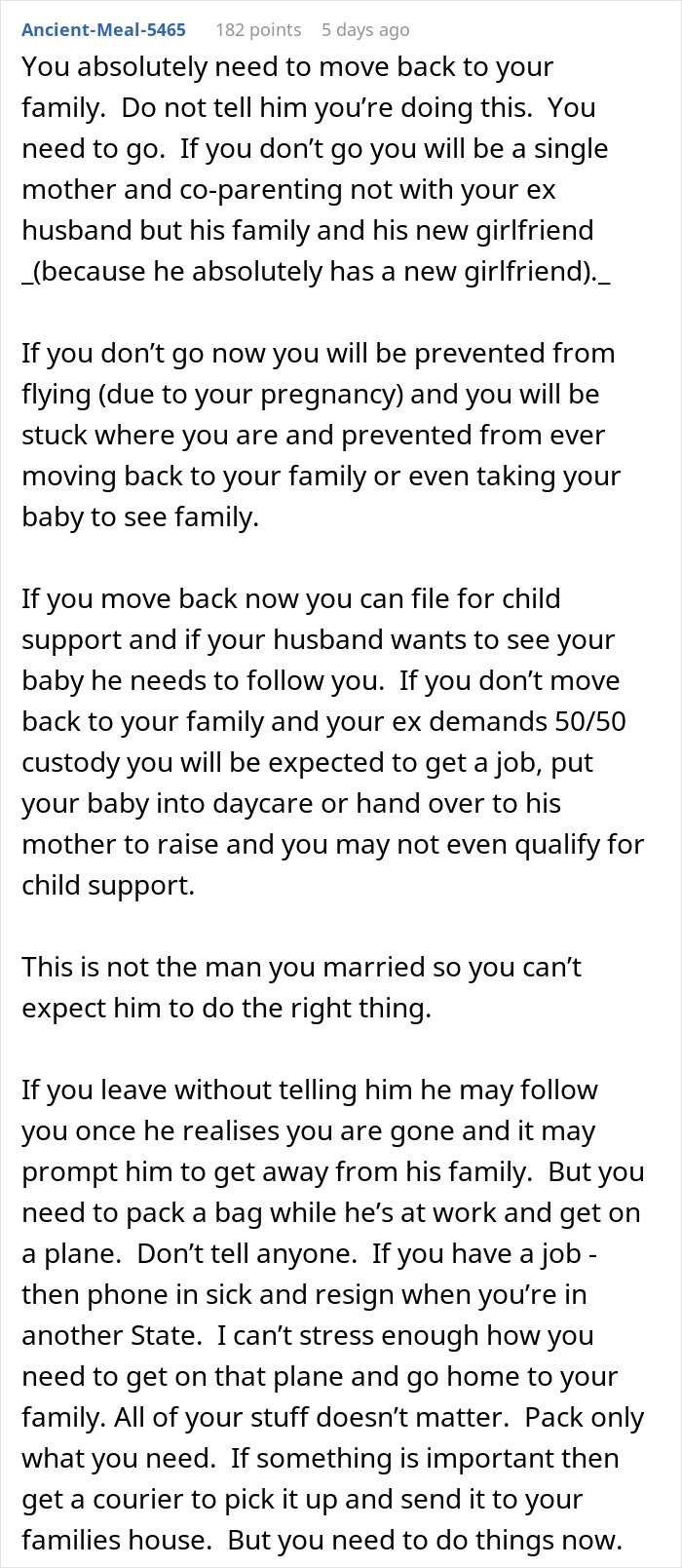 Text advice about husband telling pregnant wife he loves her but isn&rsquo;t in love, causing her to be livid after marriage.