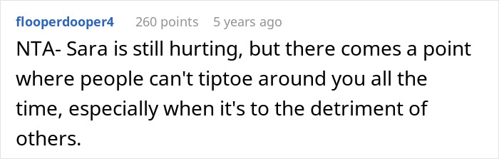 Screenshot of a Reddit comment discussing a single sister struggling with her sibling&rsquo;s engagement and emotional hurt.