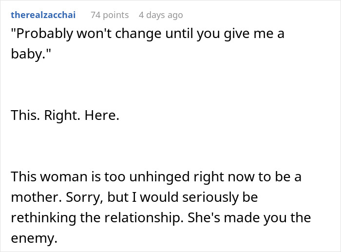 Text post about wife&rsquo;s reaction to husband attending sister&rsquo;s baby shower sparking relationship and therapy concerns.