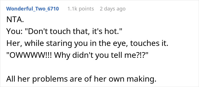 Screenshot of a Reddit comment about a woman refusing to pay for broken iPhone and Gucci sunglasses caused by a baby.