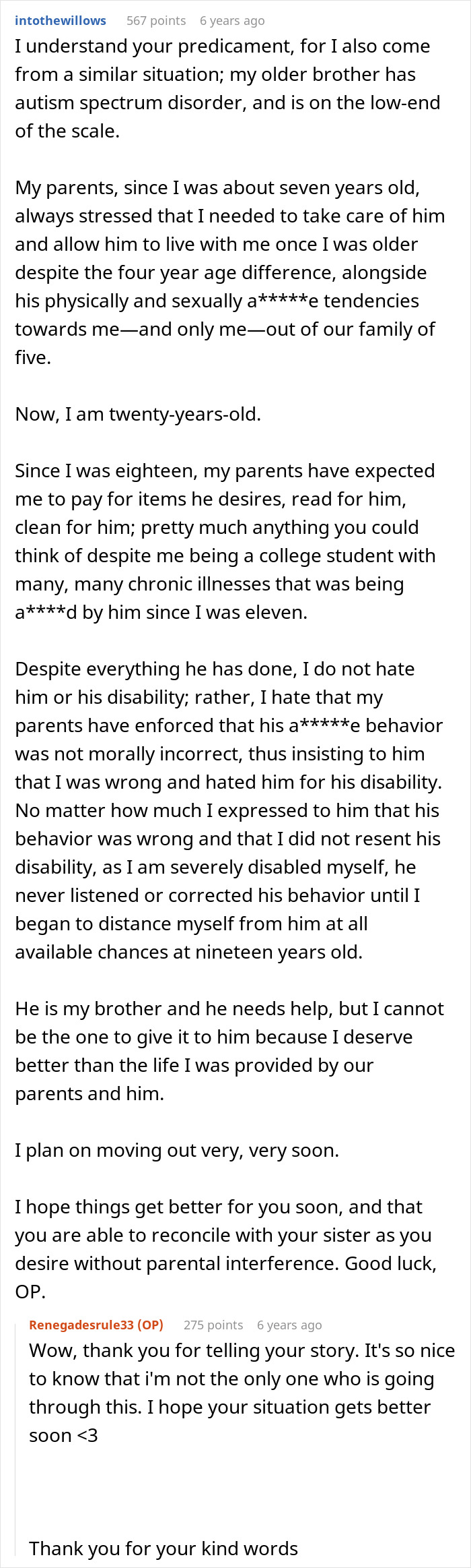 Commenter shares experience feeling trapped babysitting autistic sibling and breaking free while calling out parents’ role in caregiving stress. Commenter shares experience feeling trapped babysitting autistic sibling and breaking free while calling out parents’ role in caregiving stress.