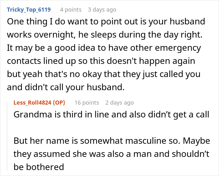 Screenshot of online comments discussing a mom furious school called her instead of her husband and possible CPS call. Screenshot of online comments discussing a mom furious school called her instead of her husband and possible CPS call.