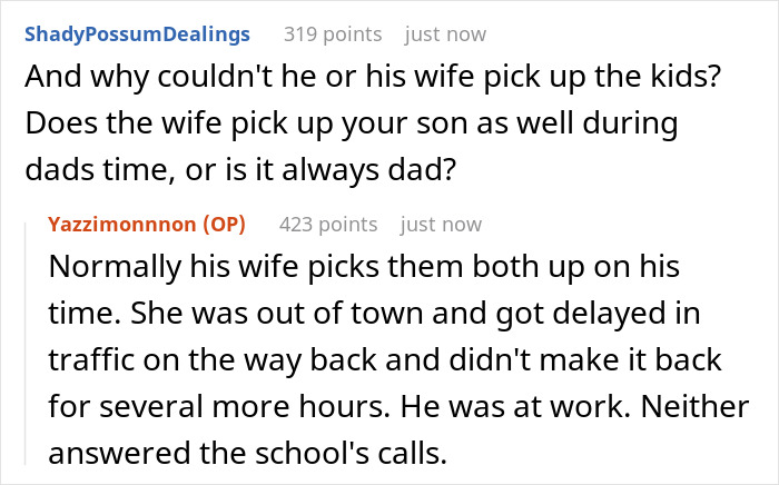 Commenters discuss a cheating guy expecting his ex to pick up his affair kid from school and her refusal. Commenters discuss a cheating guy expecting his ex to pick up his affair kid from school and her refusal.