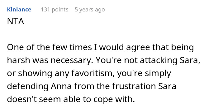 Comment discussing a single sister struggling to handle her sibling's engagement and related family frustrations.