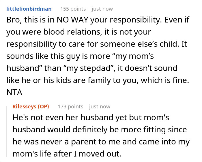 Reddit discussion where mom tries to recruit 20YO son to care for fiancé’s disabled daughter, son refuses angrily. Reddit discussion where mom tries to recruit 20YO son to care for fiancé’s disabled daughter, son refuses angrily.