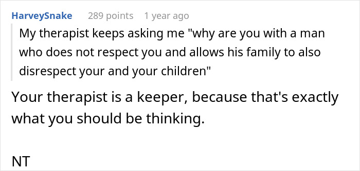 Screenshot of a Reddit comment discussing disrespect from a man and his family, related to triggering allergies conflict. Screenshot of a Reddit comment discussing disrespect from a man and his family, related to triggering allergies conflict.