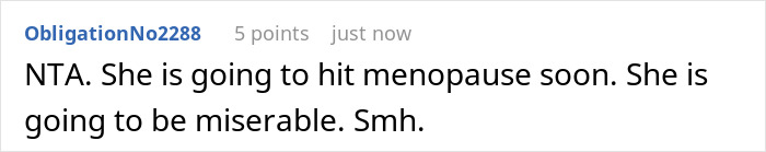 Screenshot of a Reddit comment about a 46-year-old woman getting pregnant and expecting adult kids to help her.