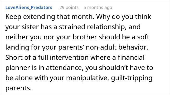 Comment about strained family relationships and need for a financial planner in a mom retirement plan context.